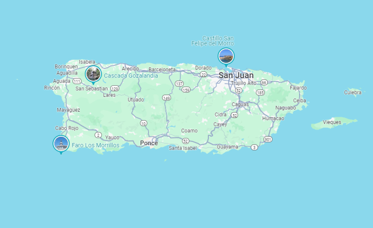Mapa de Puerto Rico. Foto: Google Maps.