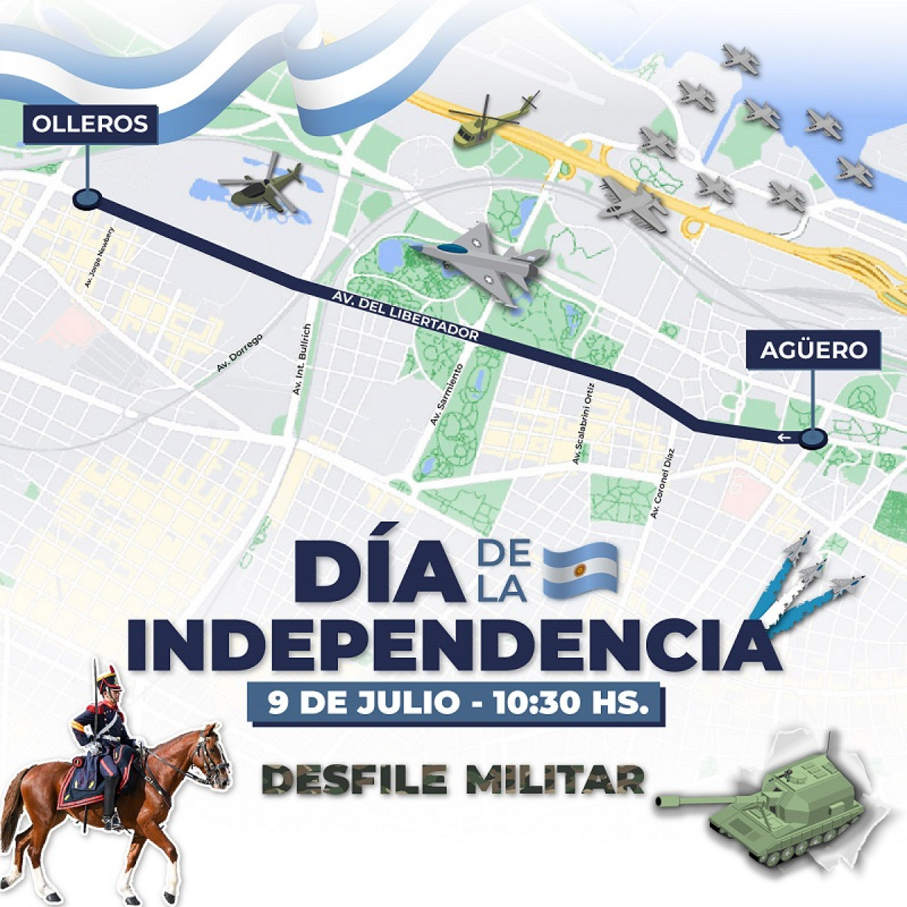 Detalles del desfile del día de la Independencia. Foto: X @Ejercito_Arg.