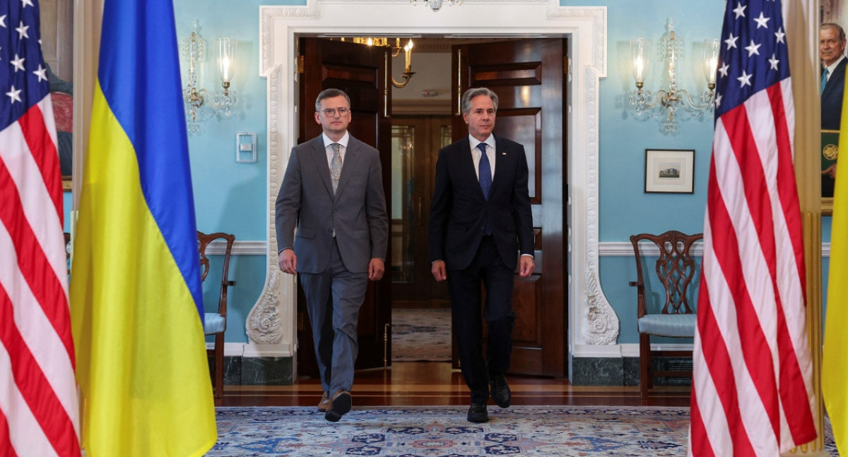 Dmitró Kuleba y Antony Blinken en Washington. Foto: Reuters.