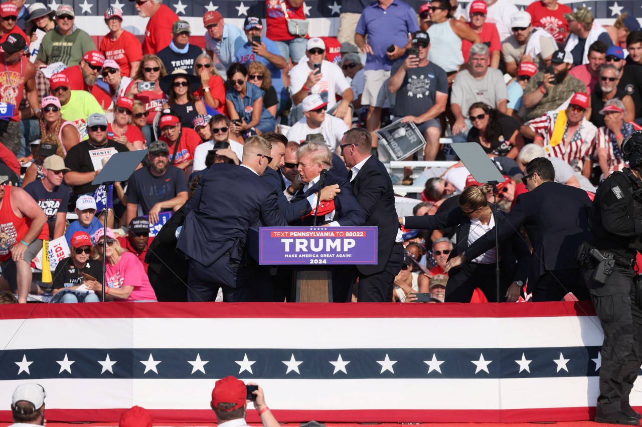 Atentado en el acto de Donald Trump. Foto: Reuters