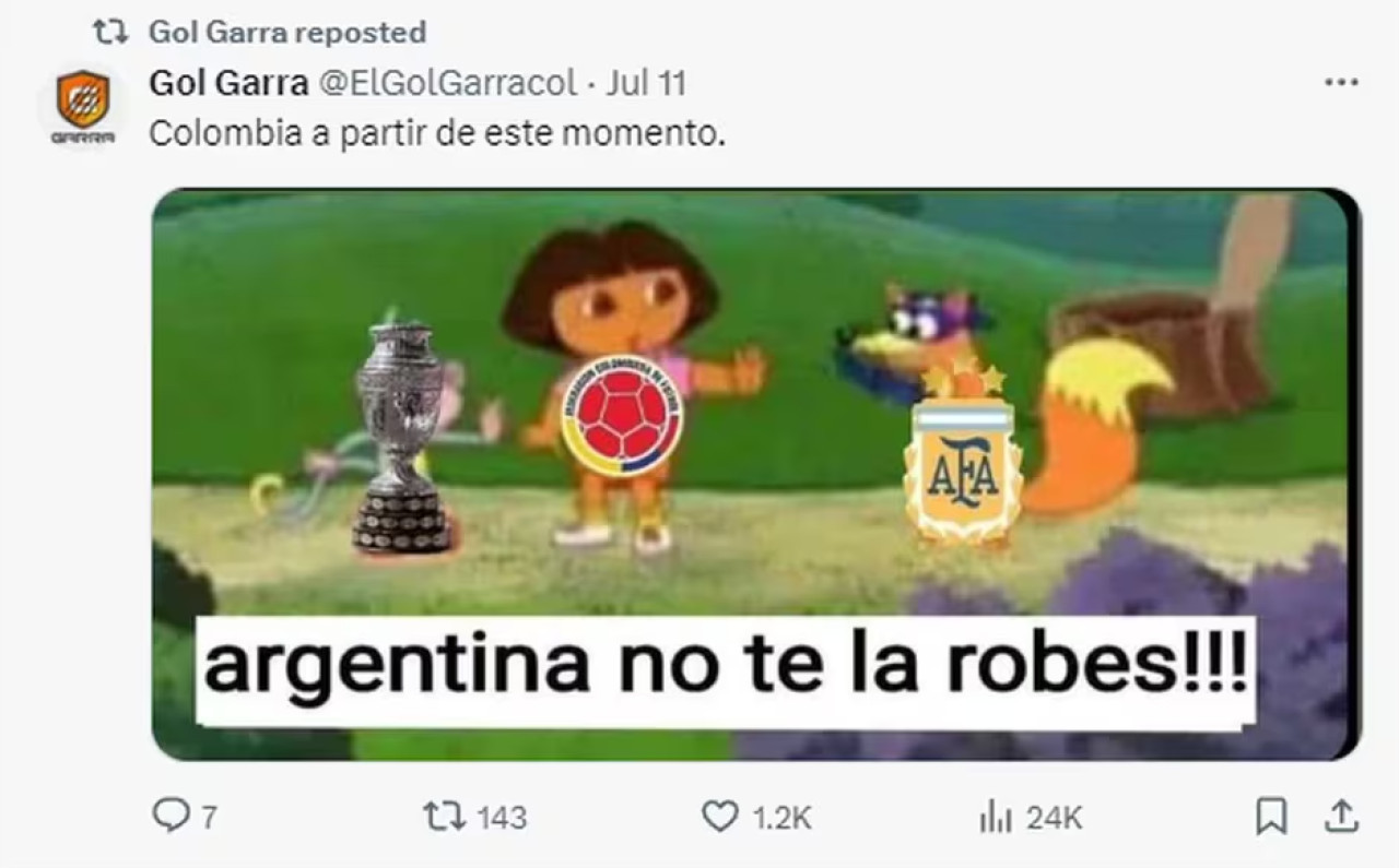 Los mejores memes de la final de la Copa América 2024. Foto: X