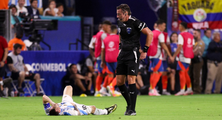 Lesión de Messi; Copa América 2024. Foto: Reuters.