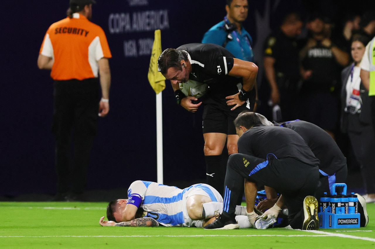 Lesión de Messi; Copa América 2024. Foto: Reuters.