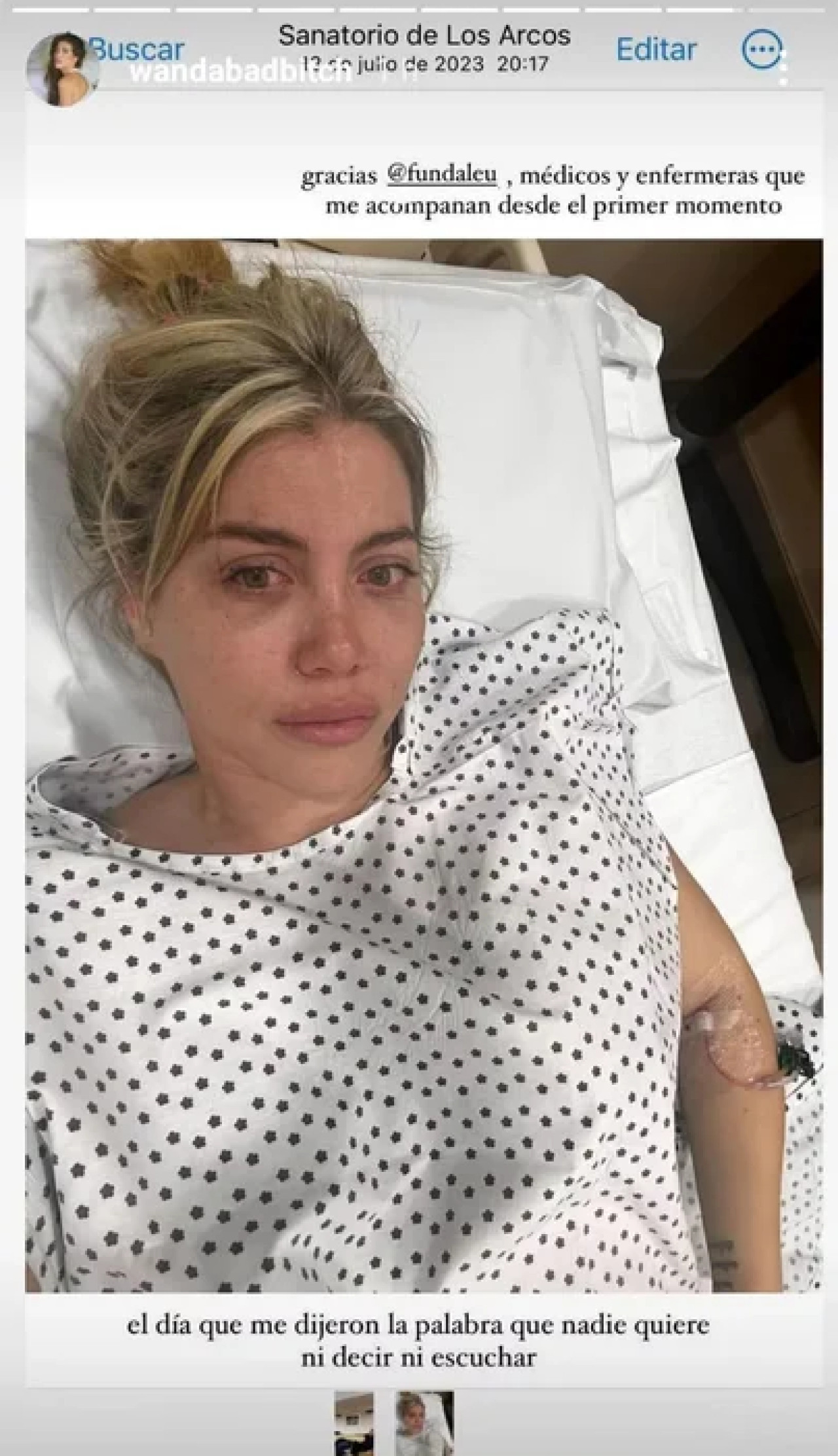 Wanda Nara se refirió a su diagnóstico de leucemia. Foto: Instagram/@wandabadbitch.