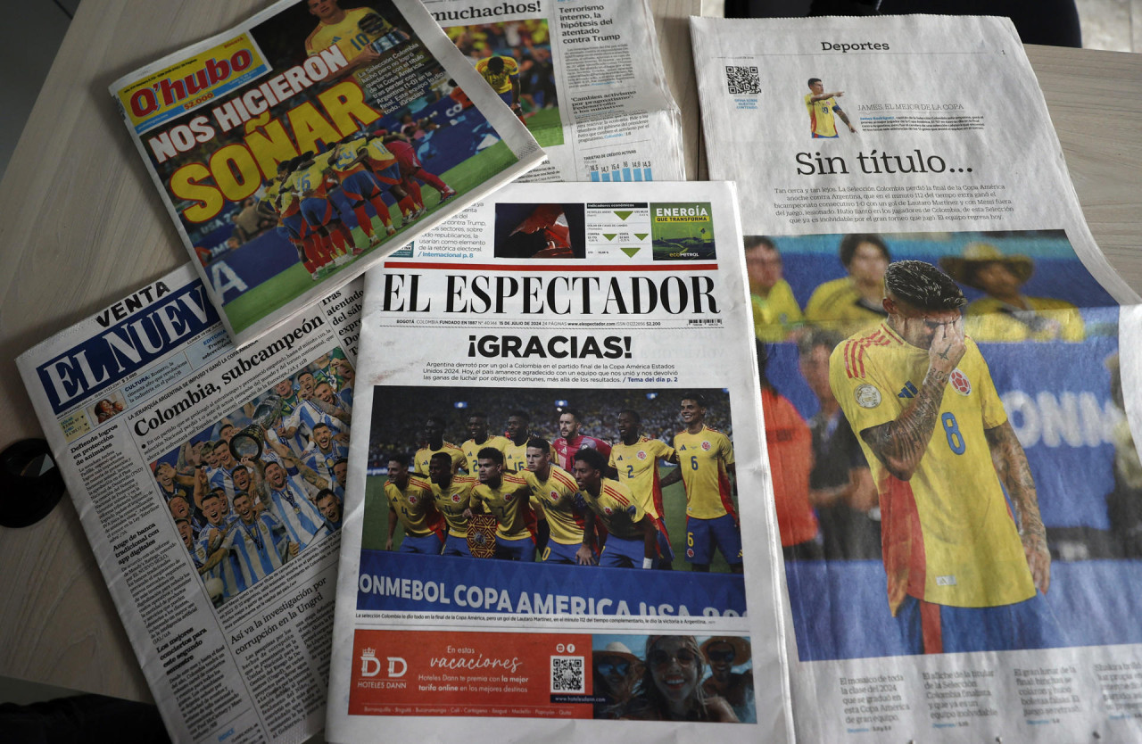 Diarios colombianos tras la derrota en la Copa América 2024. Foto: EFE.