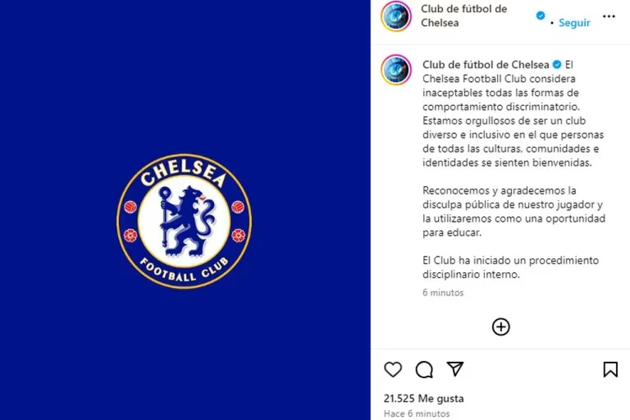 El comunicado del Chelsea sobre la situación de Enzo Fernández. Foto: Instagram.