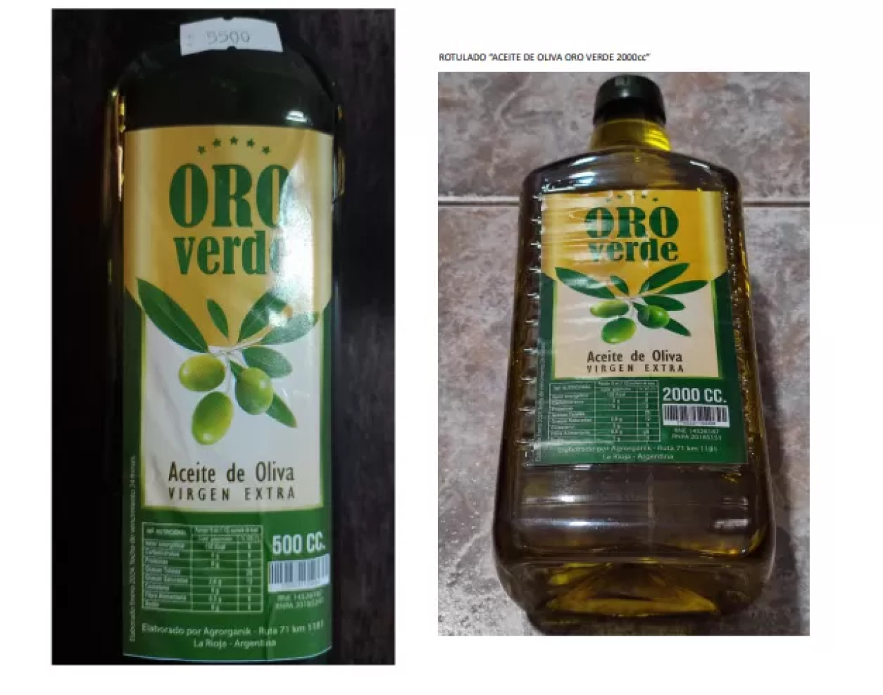 Aceite marca "Oro verde"