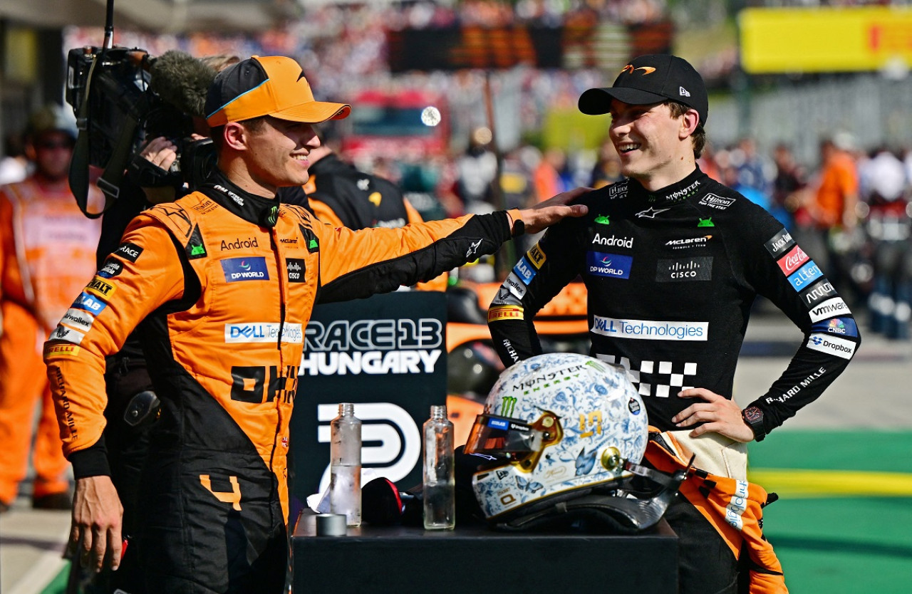 Lando Norris y Oscar Piastri; Gran Premio de Hungría. Foto: Reuters.