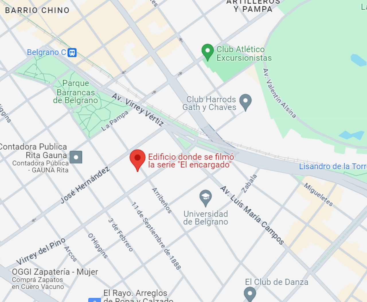 Allí está ubicado el edificio donde se grabó "El Encargado". Foto: captura Google Maps.