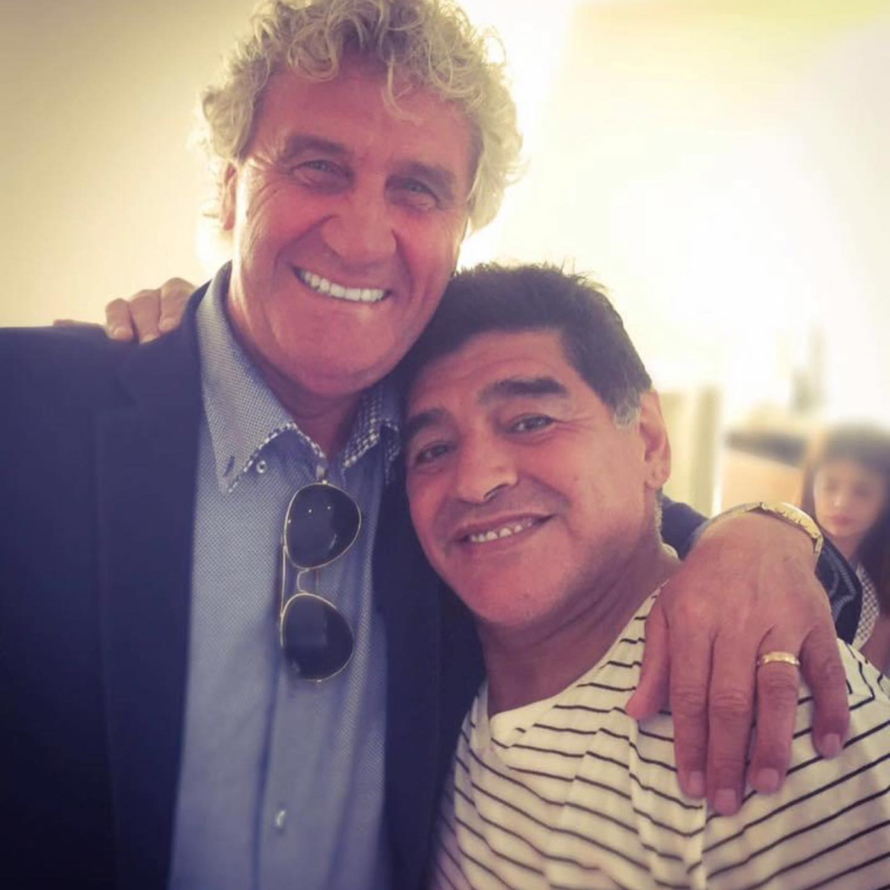 Jean Marie Pfaff y Diego Maradona. Foto: Instagram @pfaff.jeanmarie