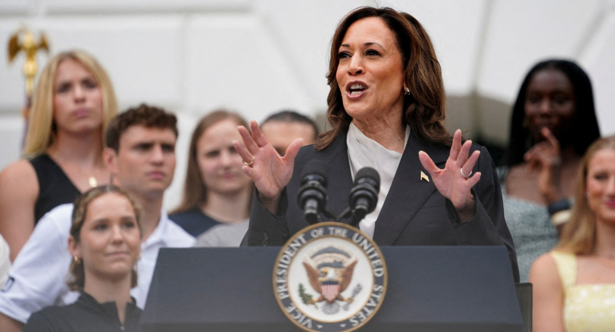 Kamala Harris, candidata a presidenta del Partido Demócrata. Foto: Reuters.