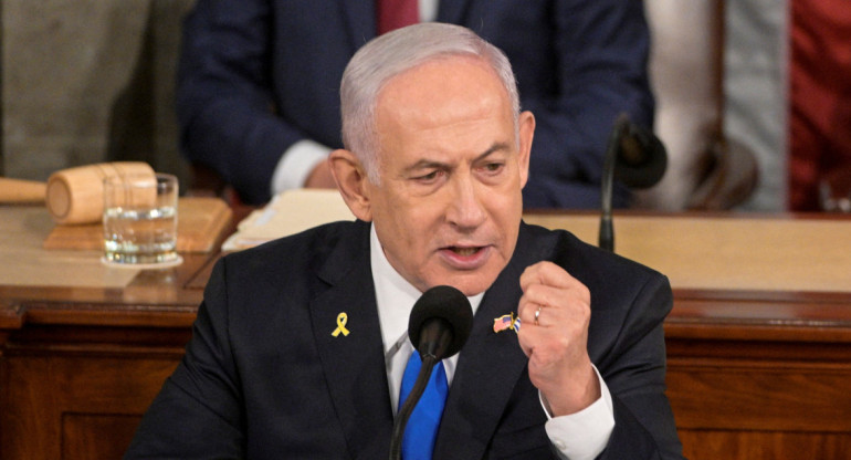 Benjamín Netanyahu en el Capitolio de los Estados Unidos. Foto: REUTERS.