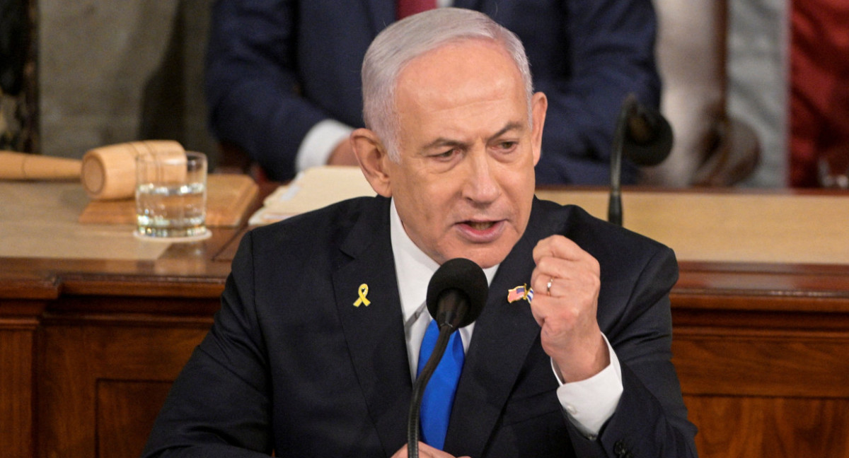 Benjamín Netanyahu en el Capitolio de los Estados Unidos. Foto: REUTERS.