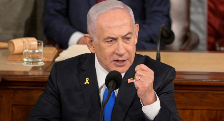 Benjamín Netanyahu en el Capitolio de los Estados Unidos. Foto: REUTERS.