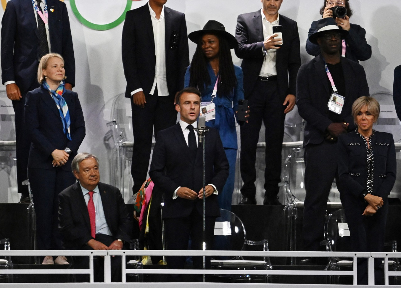 Emmanuel Macron, presidente de Francia, en la inauguración de los JJOO. Foto: Reuters