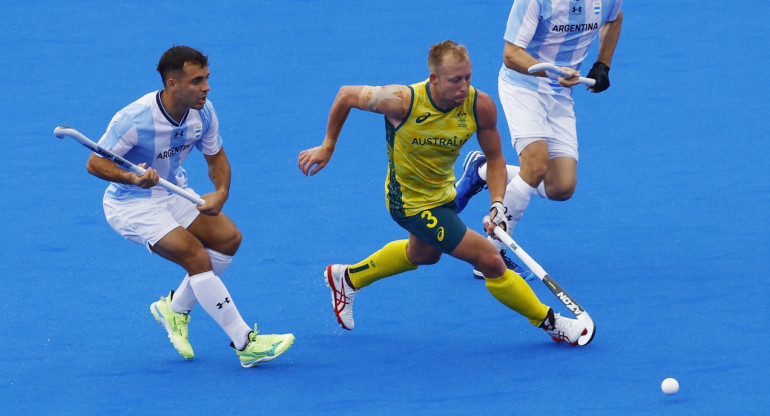 Los Leones ante Australia en los Juegos Olímpicos París 2024. Foto: REUTERS.