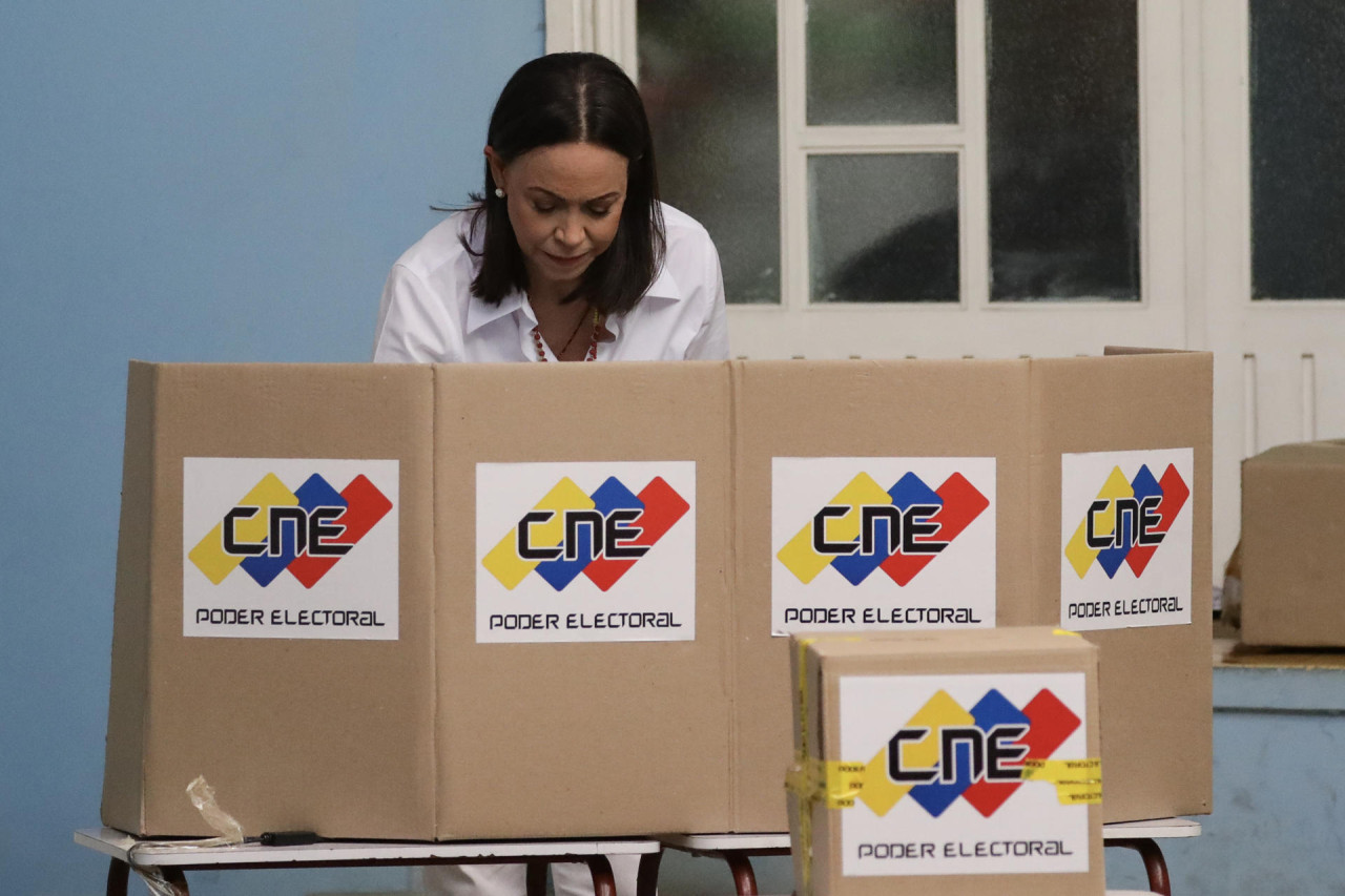 María Corina Machado en las elecciones de Venezuela. Foto: EFE.