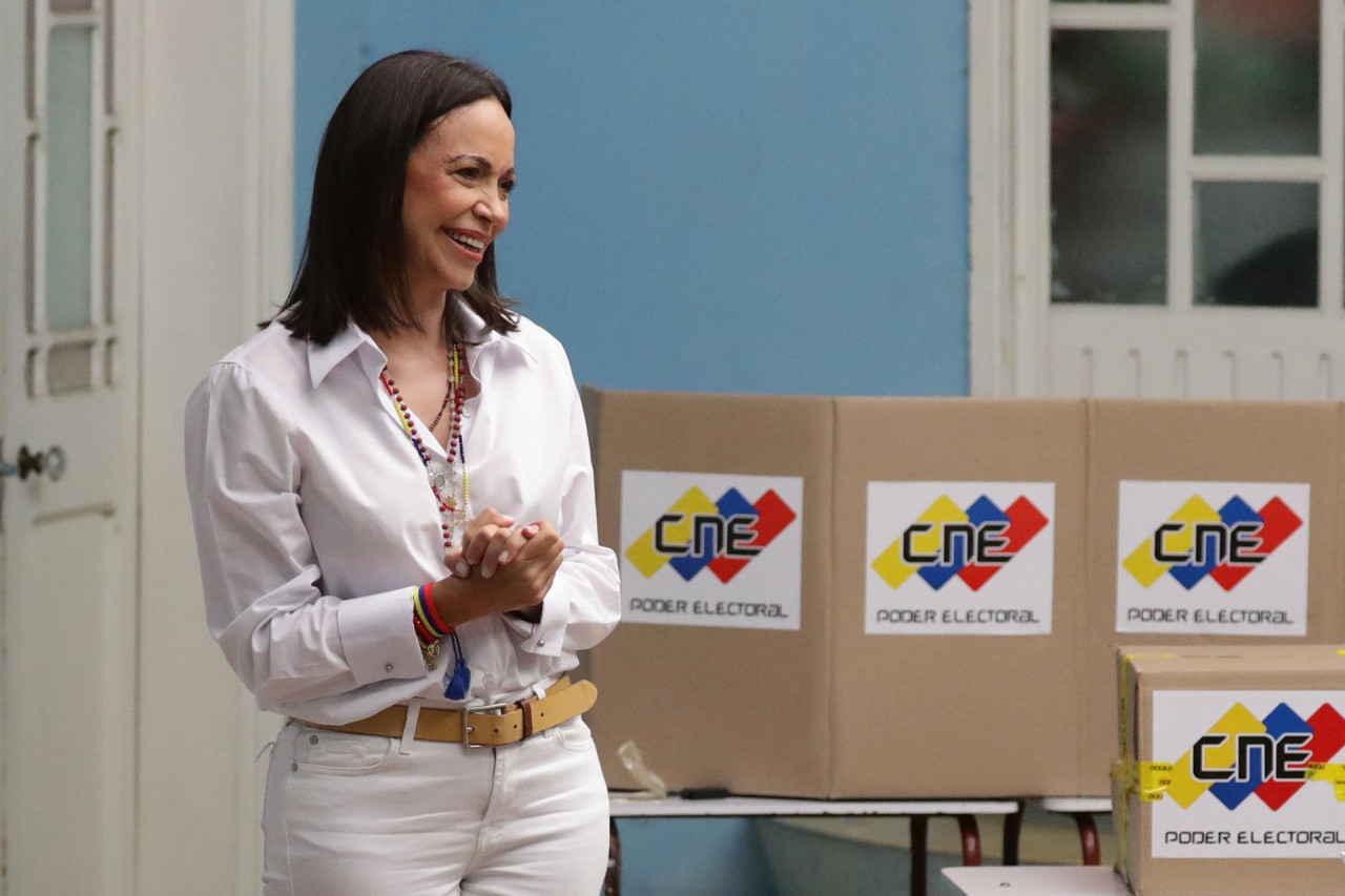 María Corina Machado en las elecciones de Venezuela. Foto: EFE.