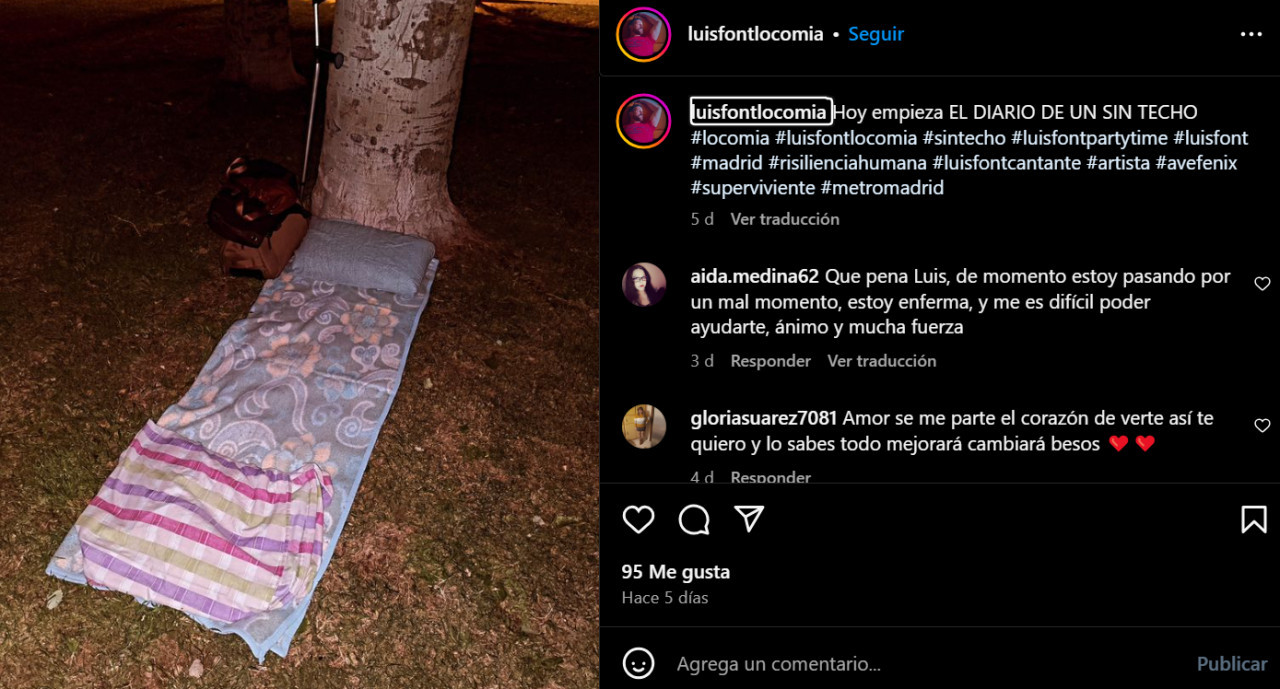 El drama de Luis Font. Foto: Instagram.