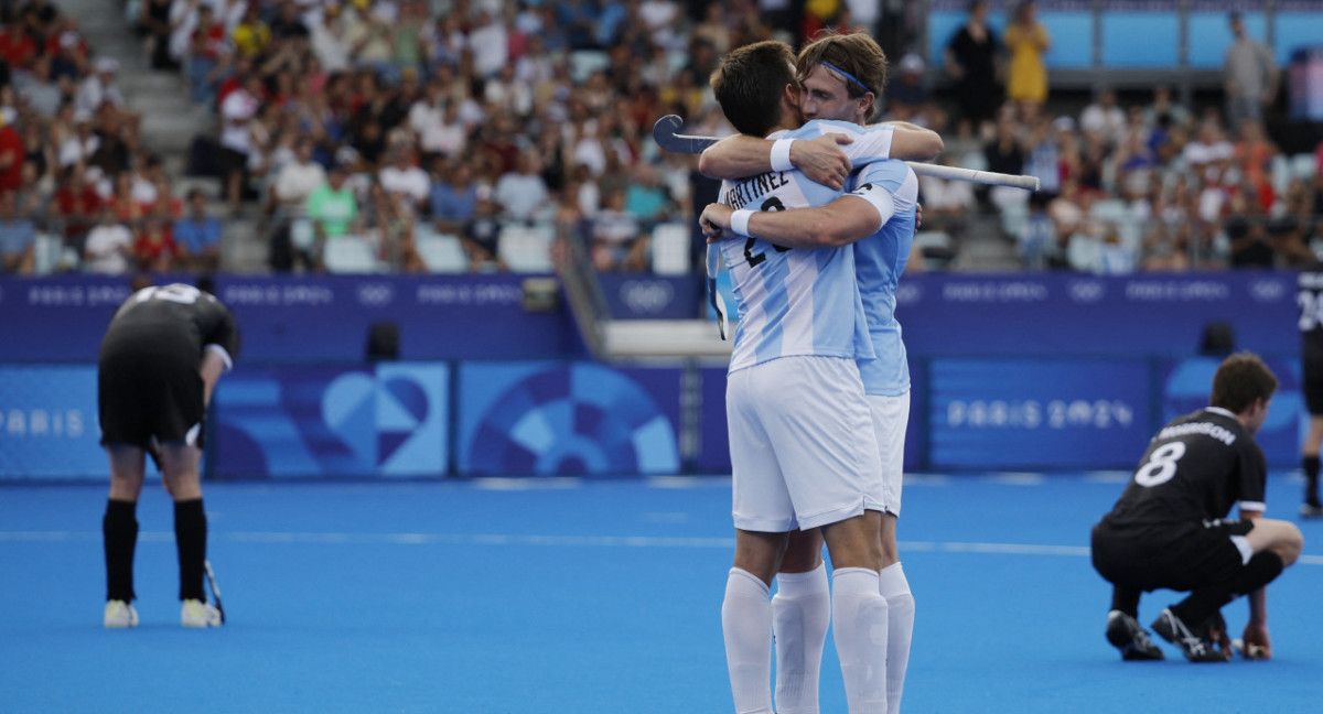 Los Leones ante Nueva Zelanda en los Juegos Olímpicos París 2024. Foto: REUTERS.