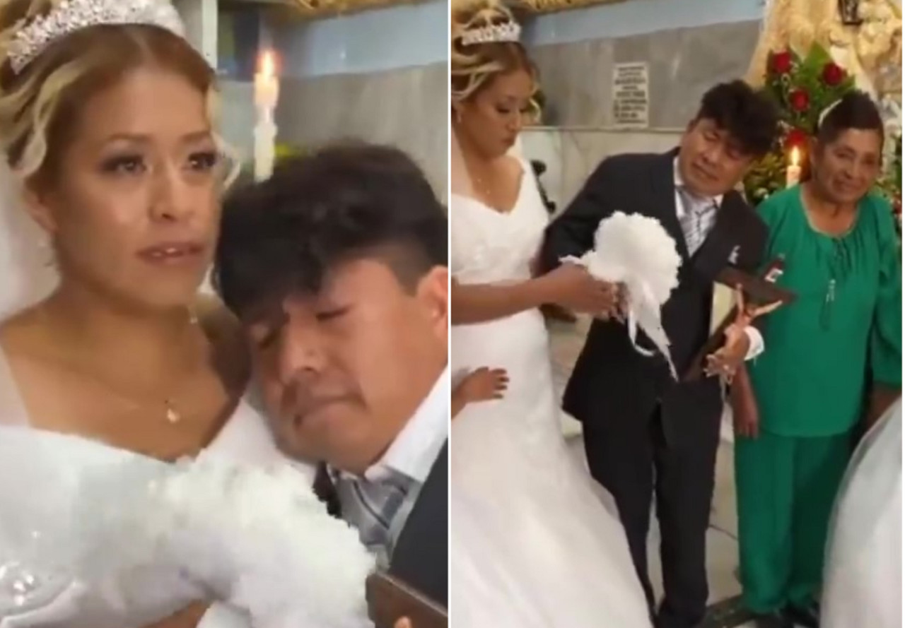 Un novio llegó borracho a su boda. Fotos: capturas de video