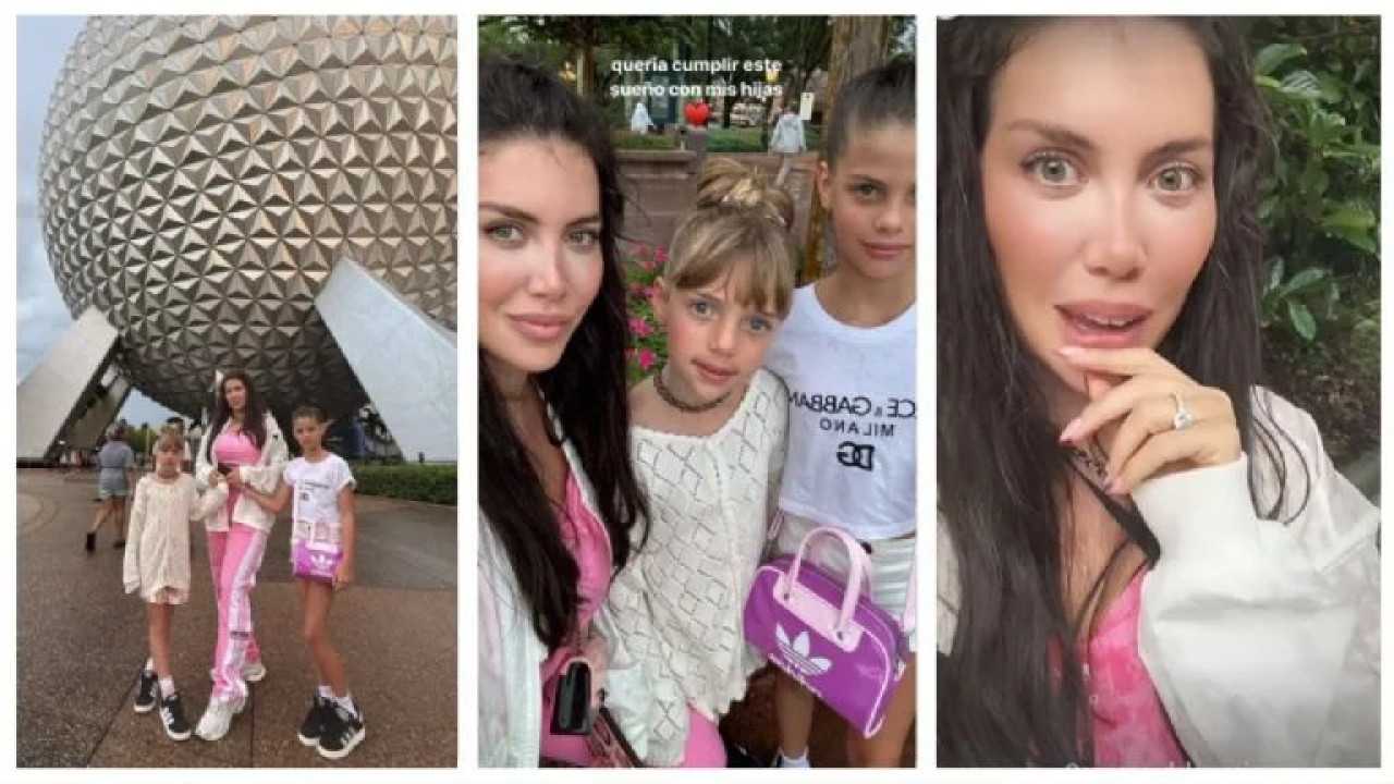 Wanda Nara en Disney con sus dos hijas. Foto: Instagram.