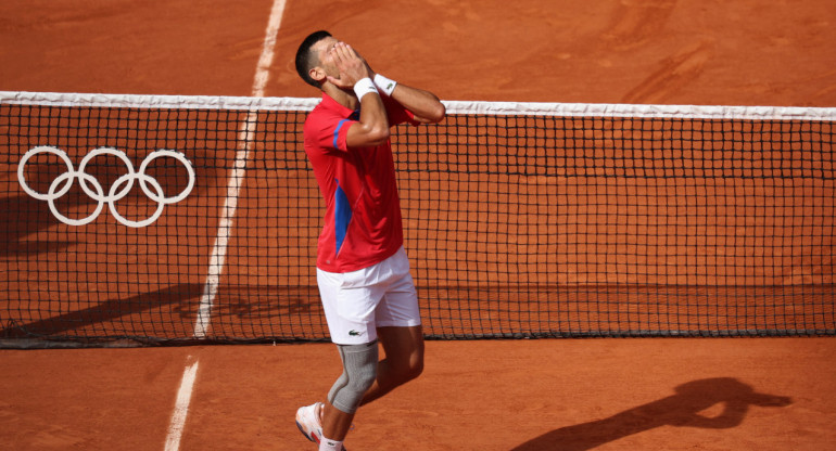 Djokovic luego ganar el oro ante Alcaraz en los Juegos Olímpicos. Foto: Reuters.