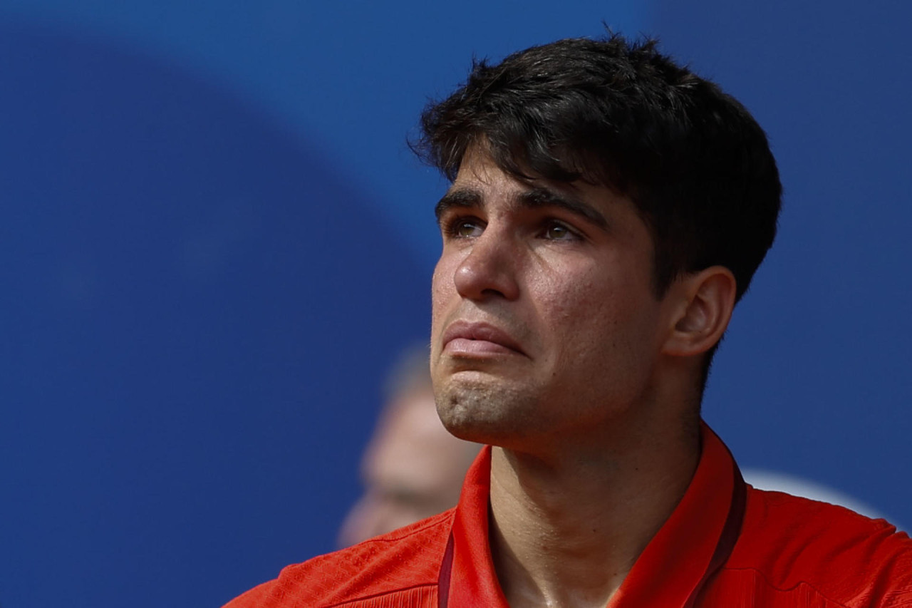 Alcaraz tras perder el oro en los Juegos Olímpicos. Foto: EFE.