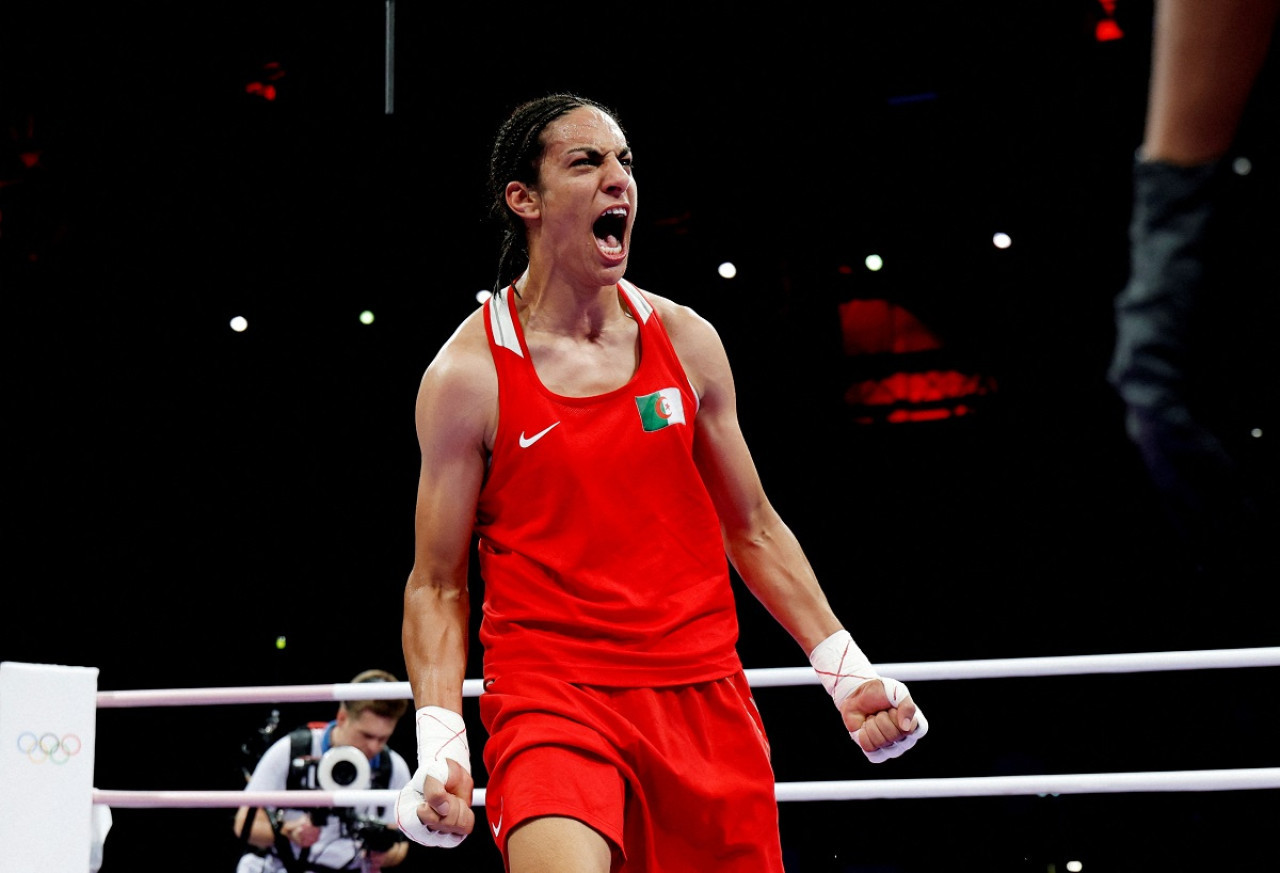 La boxeadora argelina Amine Khelif; París 2024. Foto: Reuters.