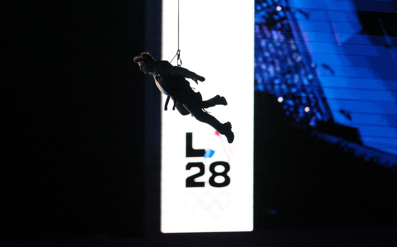 Tom Cruise y el fondo de Los Angeles 2028. Foto: Reuters.