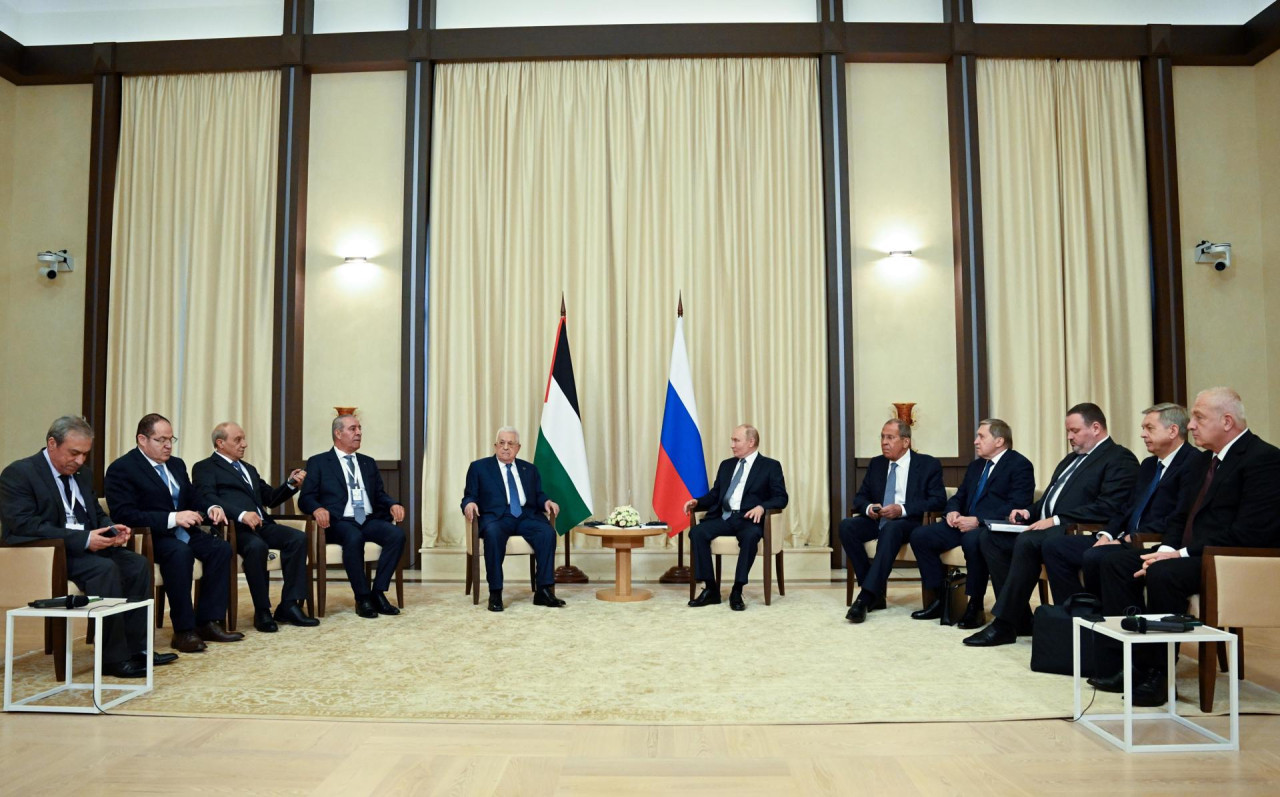 Reunión de Mahmoud Abbas y Vladimir Putin en Moscú. Foto: EFE.