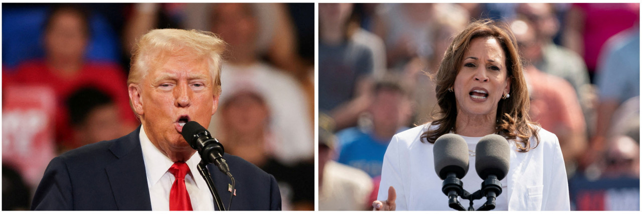 Donald Trump y Kamala Harris, los candidatos a las elecciones en EEUU. Foto: Reuters.