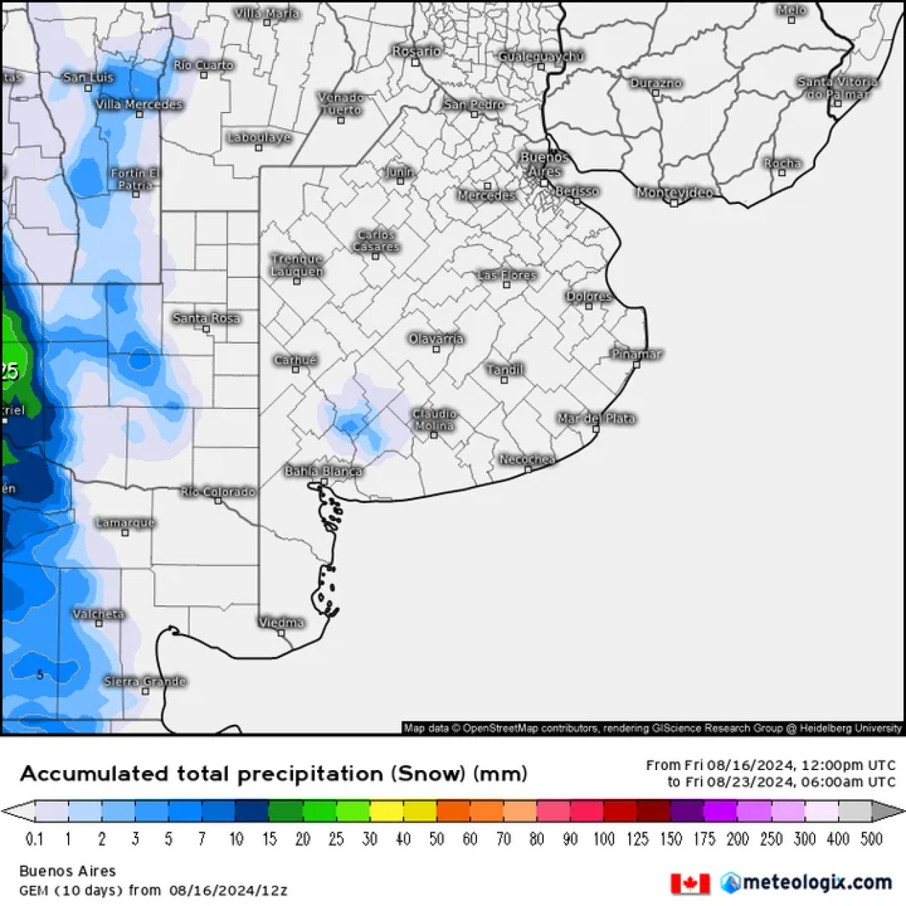 Mapa del pronóstico. Foto: NA