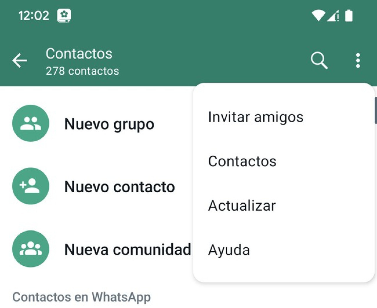 Contactos de WhatsApp. Fuente: WhatsApp