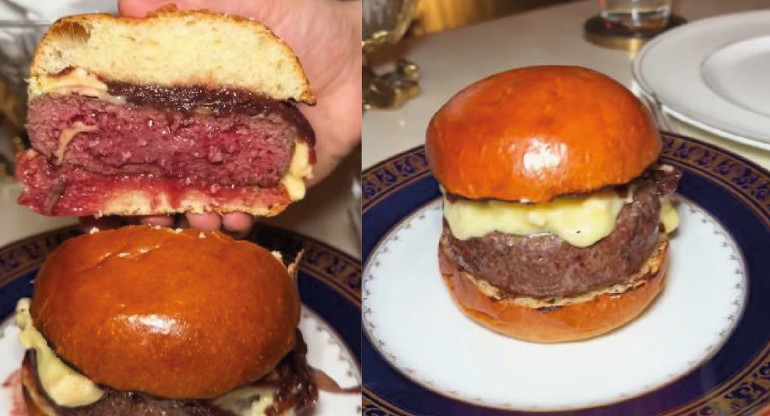 La hamburguesa de carne "cruda" se hizo viral. Video: Instagram/@bahiablancafood