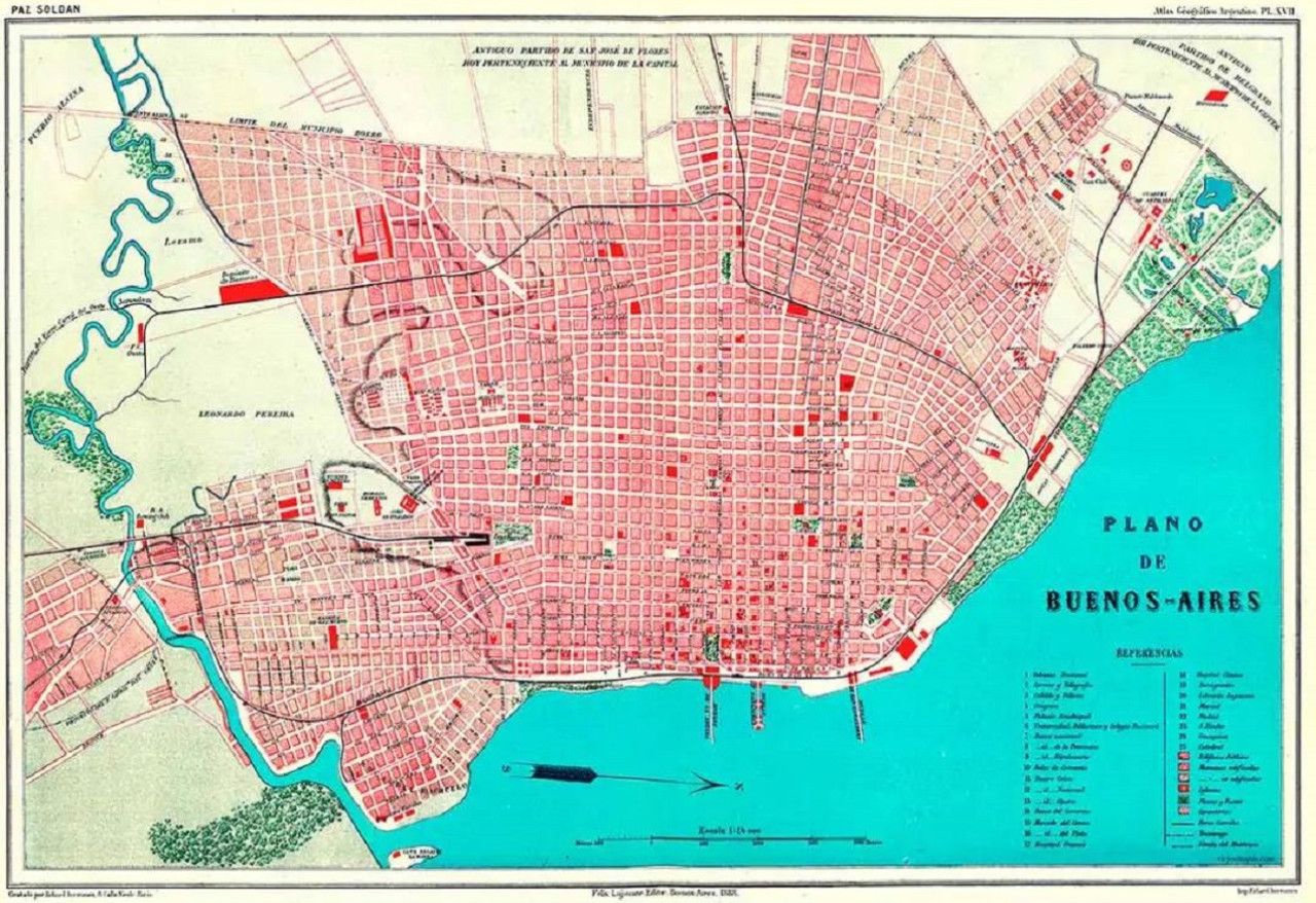 Mapa de la Ciudad a fines del siglo XIX