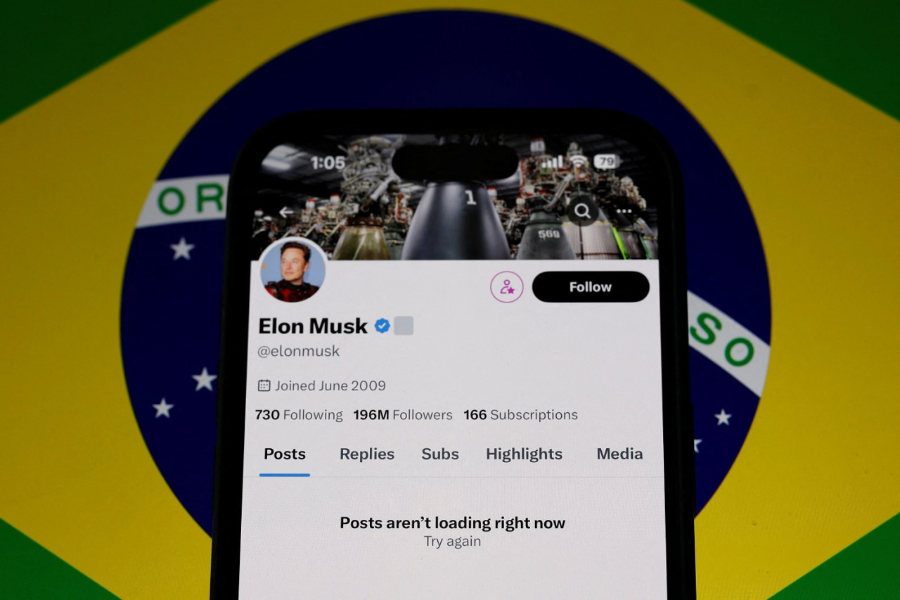 Elon Musk, en conflicto con Brasil por el veto a X. Foto: Reuters