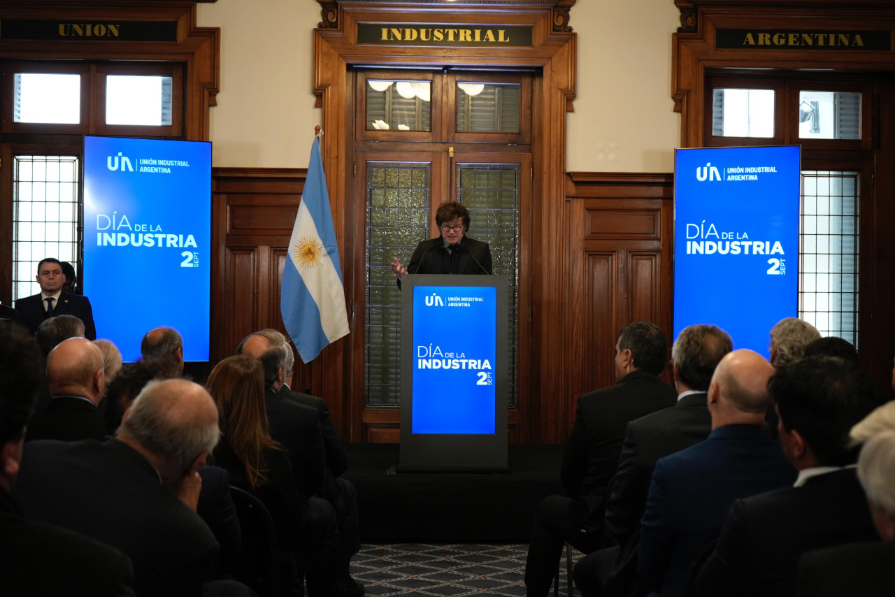 Javier Milei en la UIA por el Día de la Industria. Foto: Prensa Presidencia