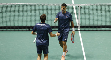 Máximo González y Andrés Moltoni en la Copa Davis. Foto: REUTERS.