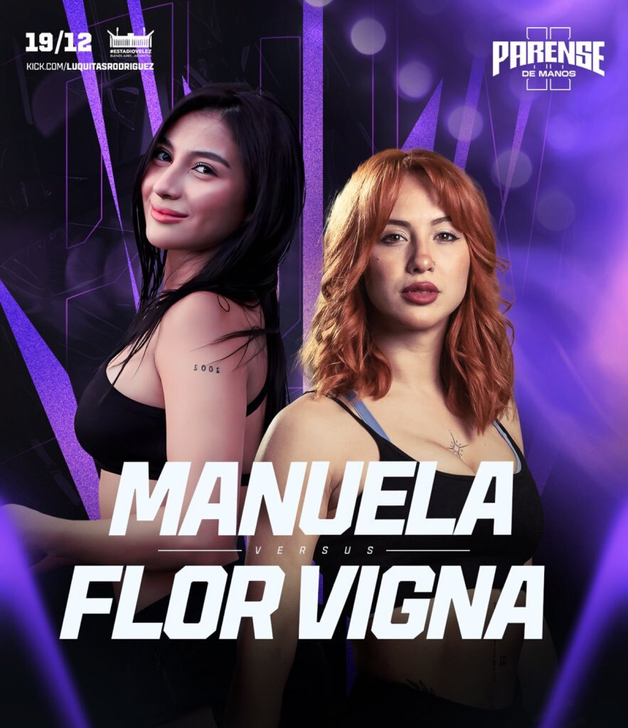 Flor Vigna peleará ante la influencer colombiana Manuela. Foto: X Parense de Manos.