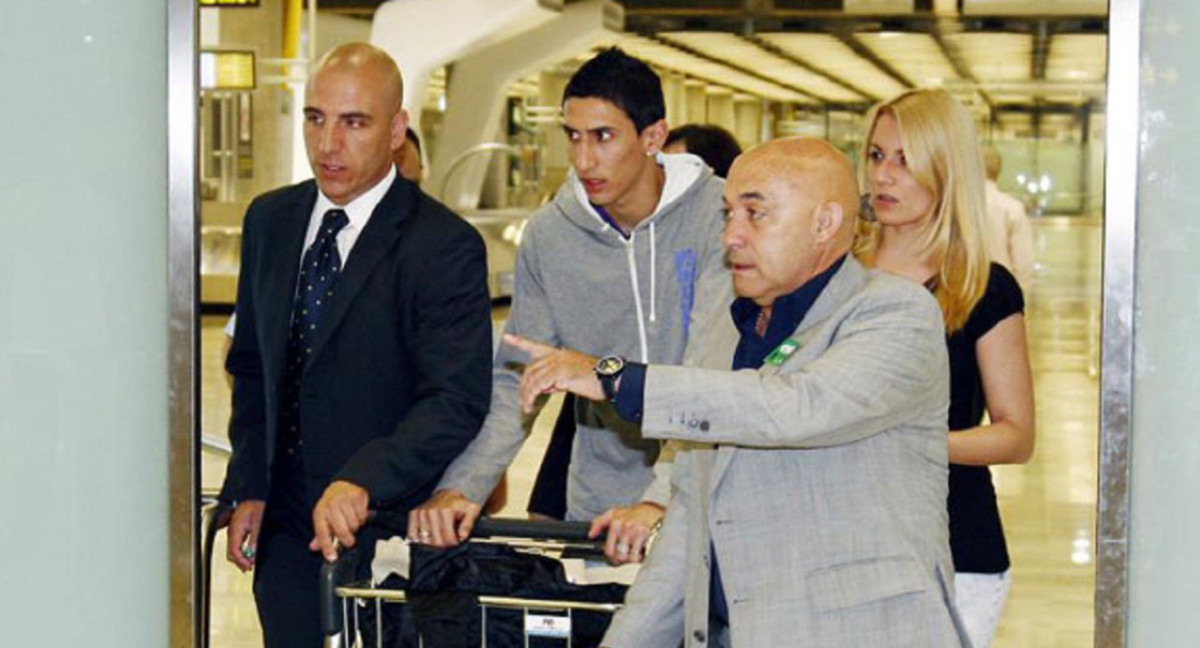 Ángel Di María y Jorgelina Cardoso llegando a Madrid. Foto: gentileza diario Marca