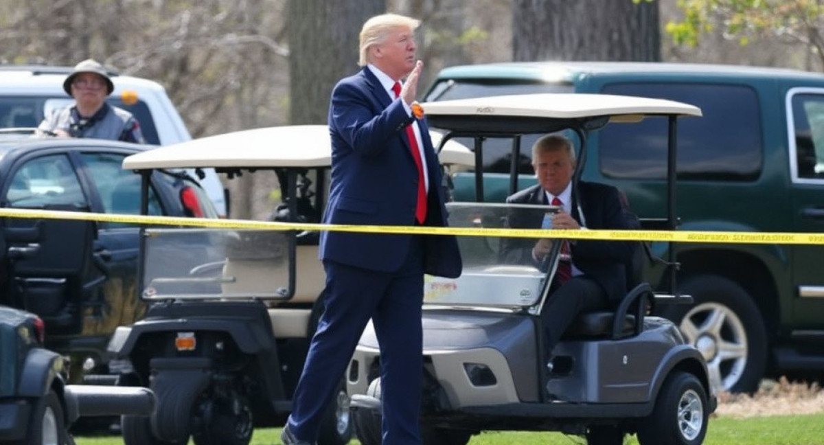 Donald Trump en su club de golf de Florida, Estados Unidos. Foto: X @upuknews1.