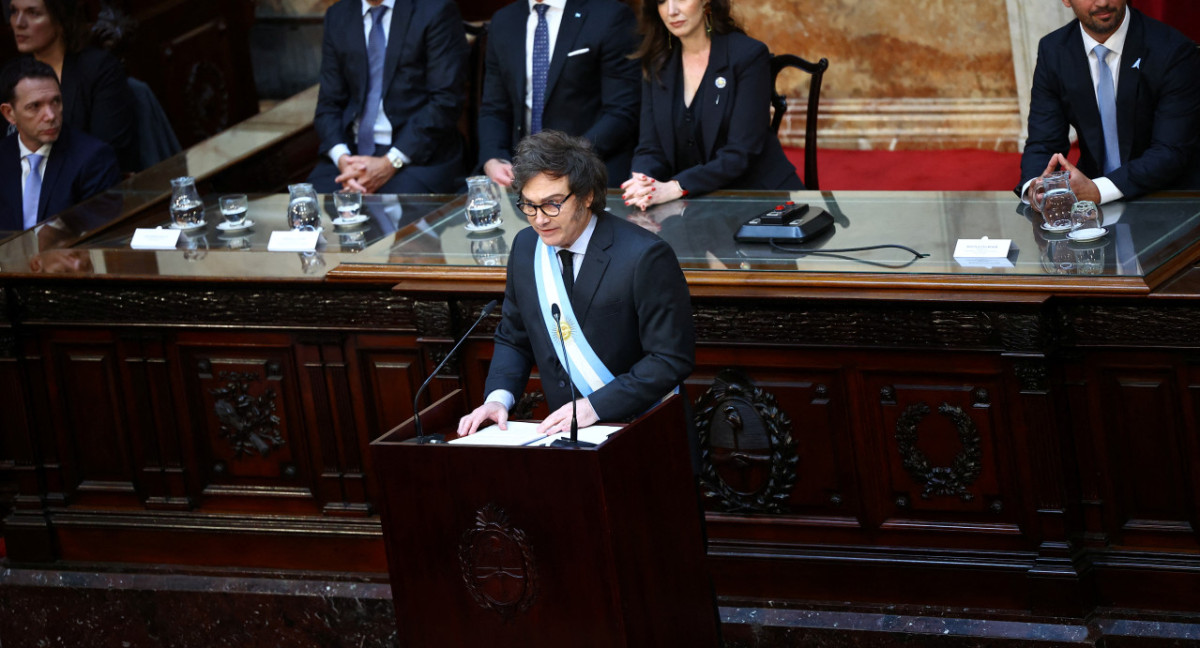 Javier Milei presentó el Presupuesto 2025 en el Congreso. Foto: Reuters