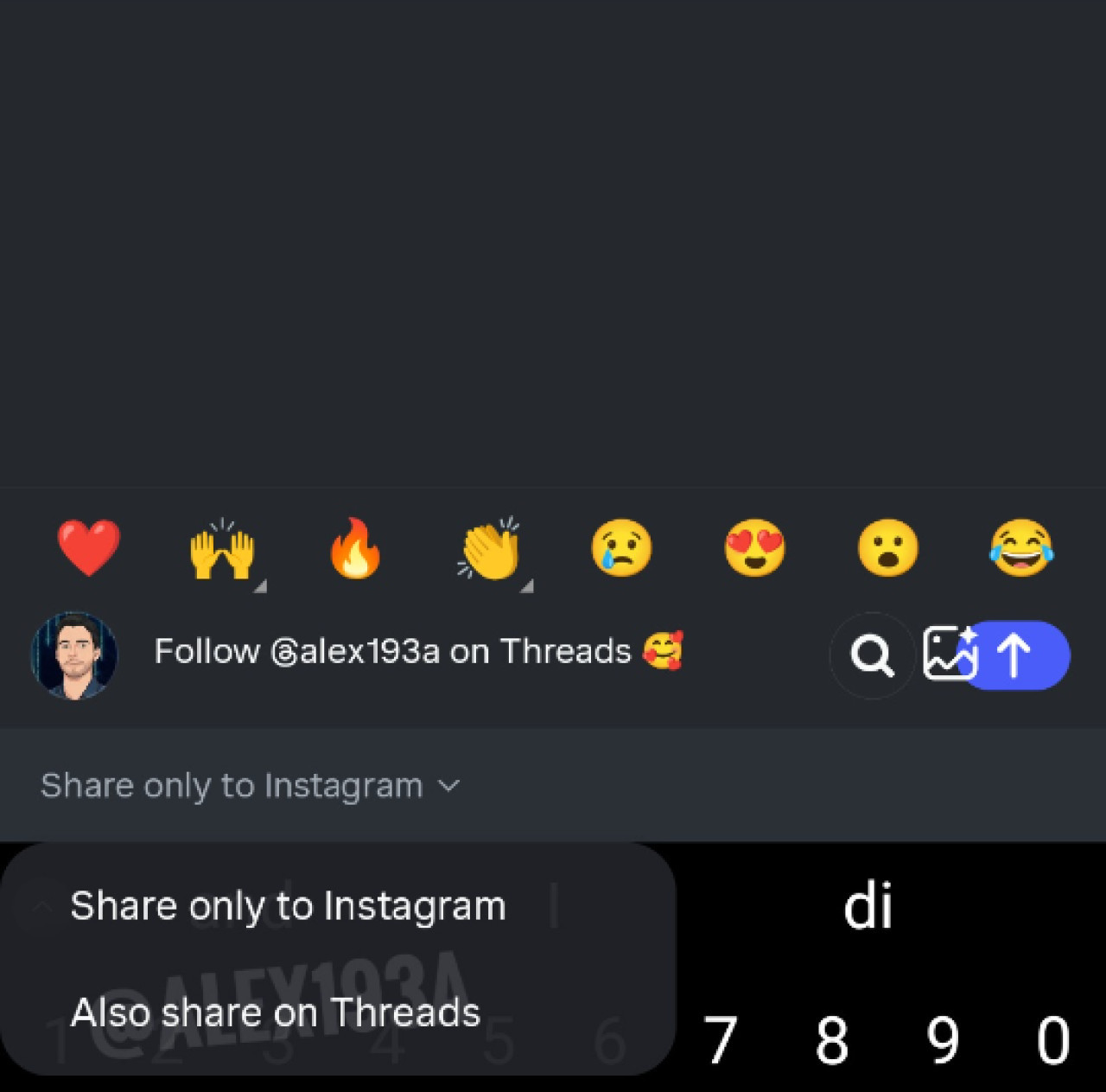 Cómo sería en entrecruzamiento entre Threads e Instagram. Foto: X/@alex193a.