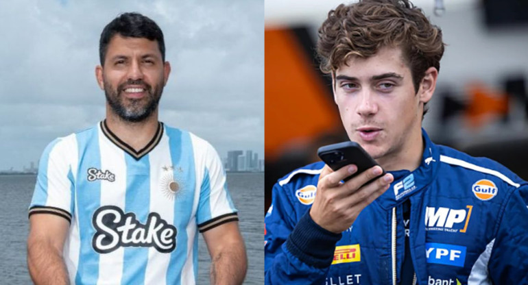 Kun Agüero y Franco Colapinto. Fotos: Instagram y NA.