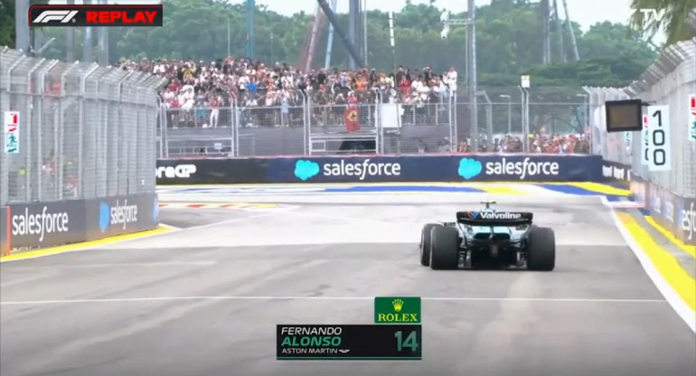 Un lagarto en la pista del Gran Premio de Singapur. Foto: Captura de video.