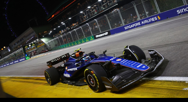 Franco Colapinto en el Gran Premio de Singapur de la Fórmula 1. Foto: Reuters.