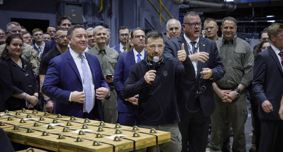 La visita de Volodímir Zelenski a una fábrica de armas en Pennsylvania, Estados Unidos. Foto: EFE.