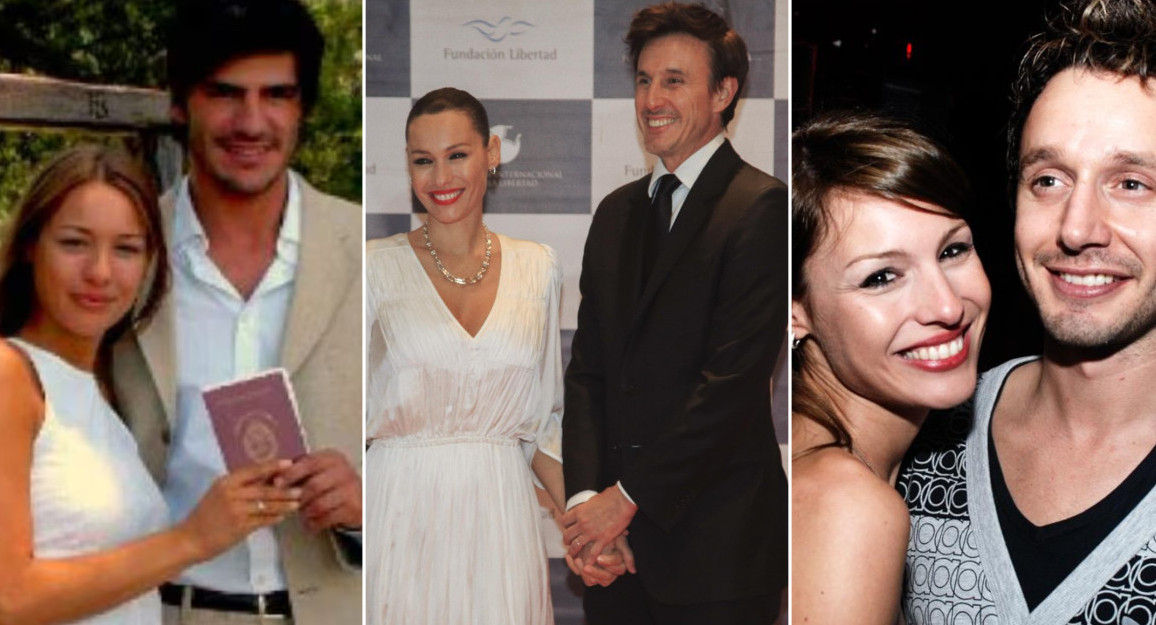 Pampita y Martín Barrantes - Pampita y Roberto García Moritán - Pampita y Benjamín Vicuña. Fotos: archivo.