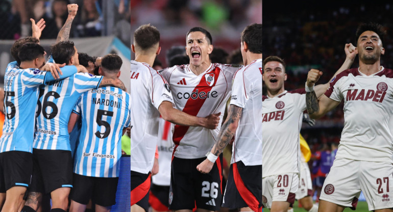 River, Racing y Lanús siguen en carrera en la Copa Libertadores y Copa Sudamericana. Foto: EFE.